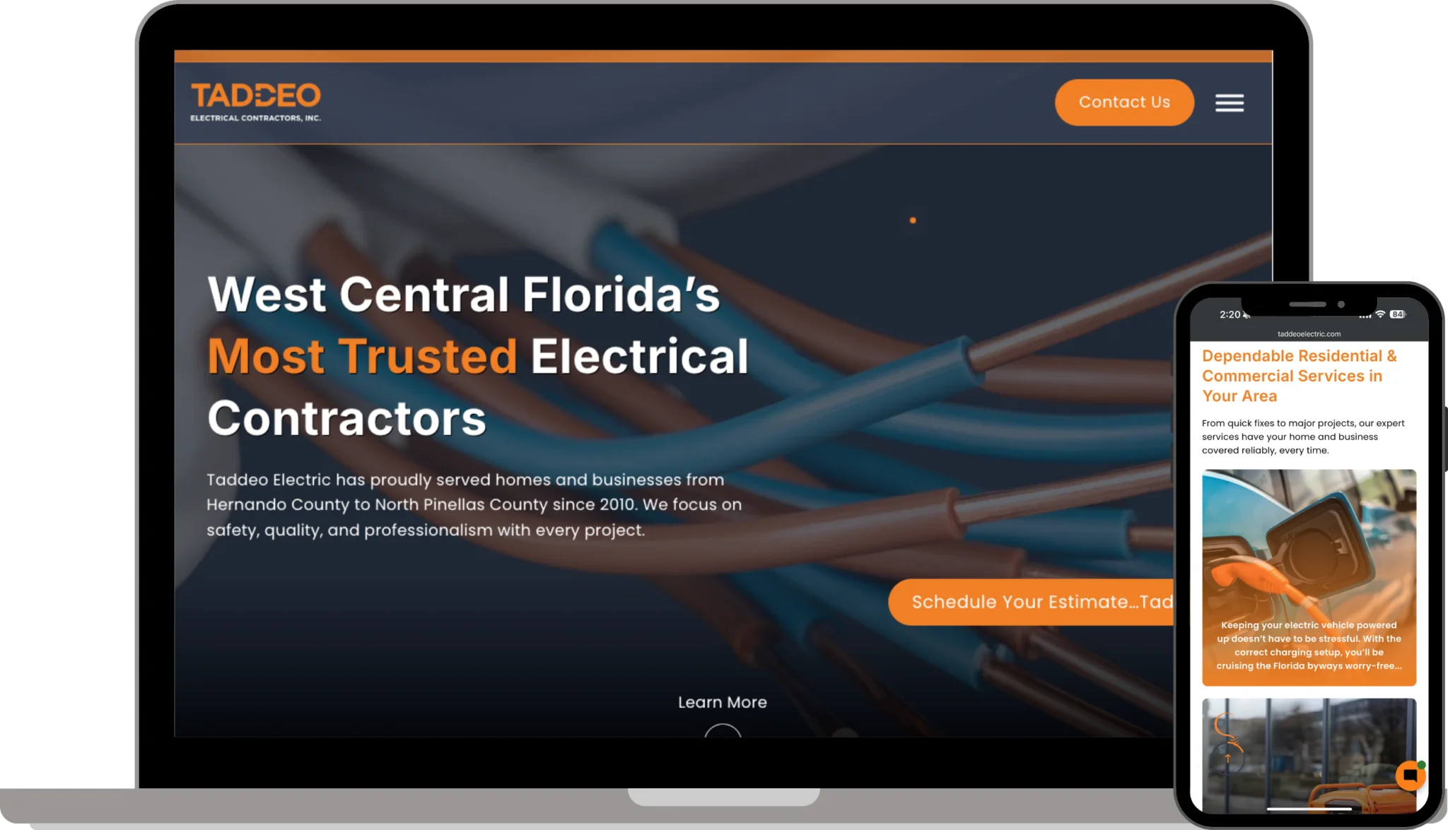 Taddeo Electric electrical contractor website redesign by Evolved Marketing