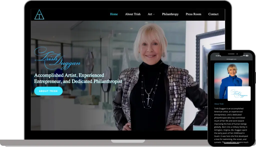 Trish Duggan personal brand website design by Evolved Marketing